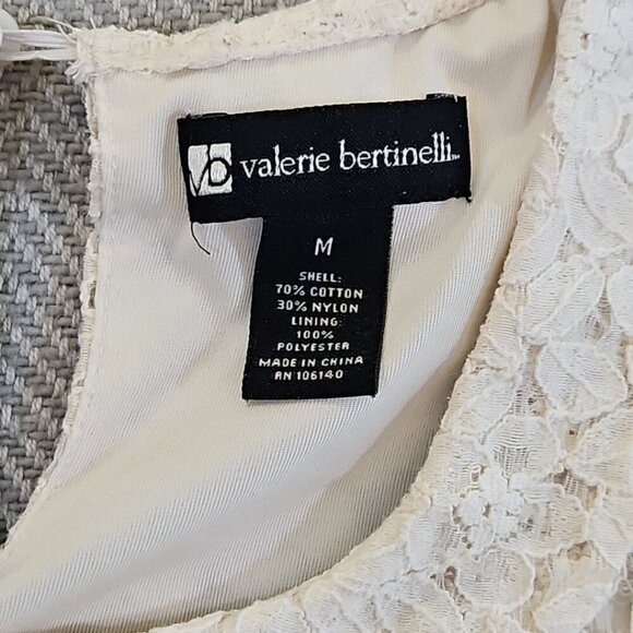 Valerie Bertinelli Ivory Floral Lace Overlay Top Women's Medium Peter Pan Collar - Picture 3 of 12